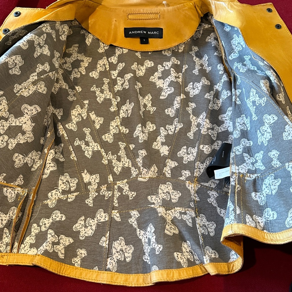 Andrew Marc Women's Mustard Leather Jacket - Picture 7 of 8